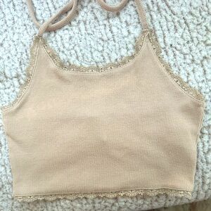 Forever 21 | Crop Halter Top | Beige | Size Small